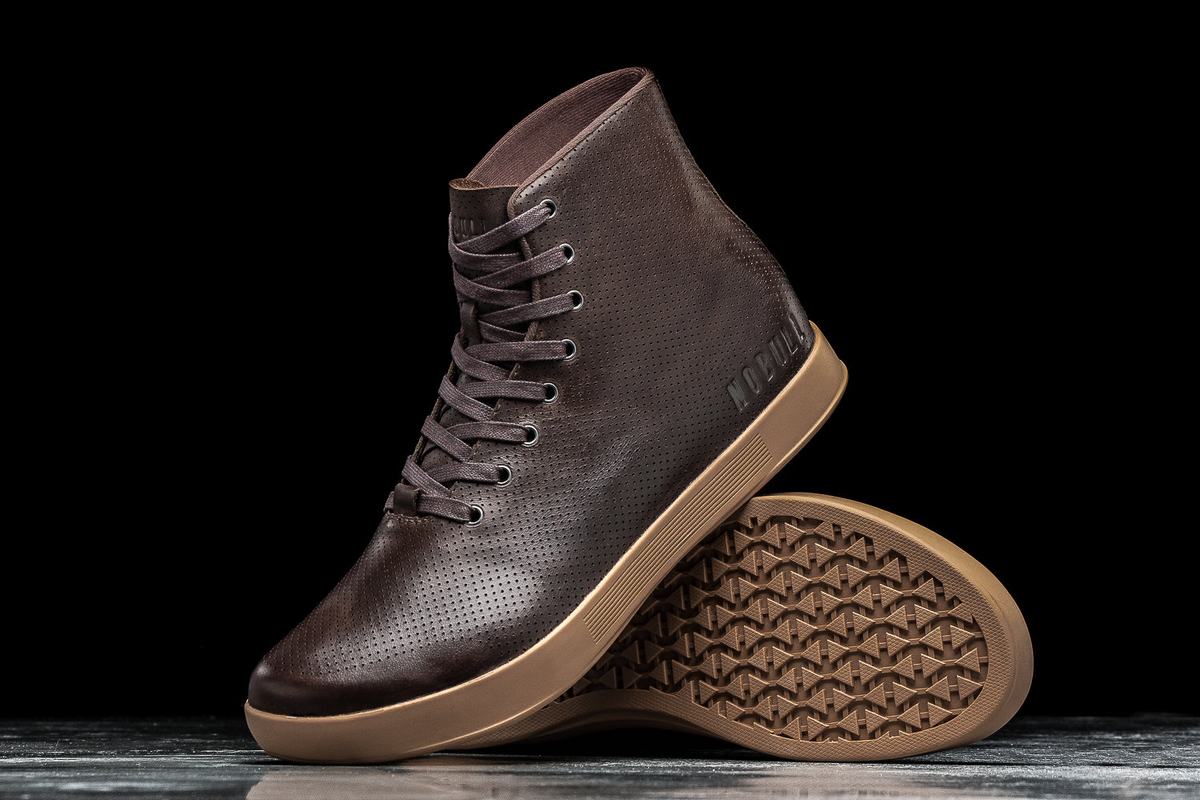 Nobull High-Top Leather Men's Trainers Brown | Australia (AL3941)